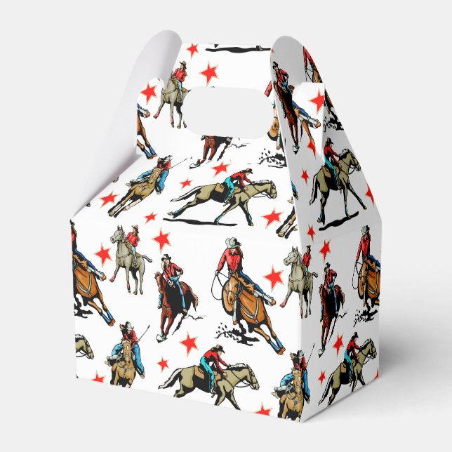 Western Rodeo Cowgirls On Horses Favour Box (Front Side)