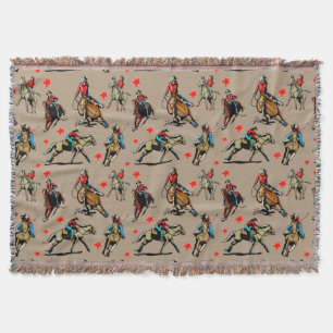 Western Rodeo Cowgirls On Horses Throw Blanket