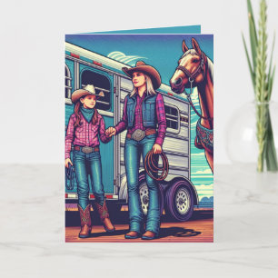 Western Rodeo Cowgirls Personalised Birthday Card