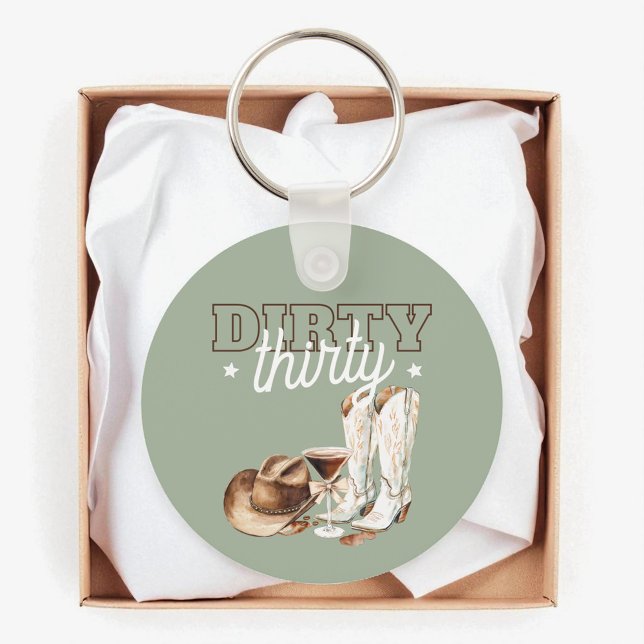 Western Rodeo Dirty Thirty 30th Birthday Party Key Ring (Western Rodeo Dirty Thirty 30th Birthday Party Keychain)