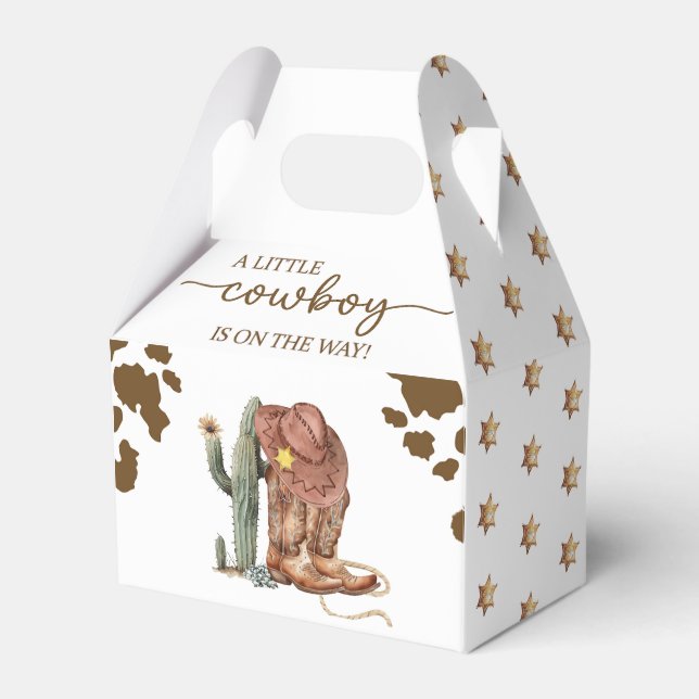 Western Rodeo Little Cowboy Baby Shower Favour Box (Front Side)