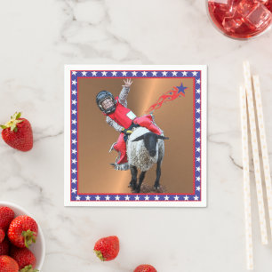 Western Rodeo Mutton Busting Cowboy Kid Napkin