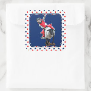 Western Rodeo Mutton Busting Cowboy Kid Square Sti Sticker