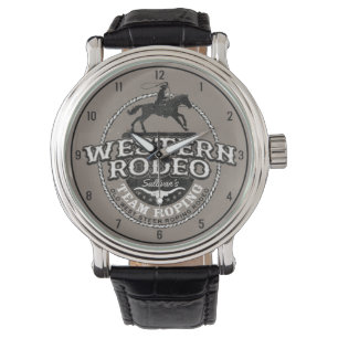 Western Rodeo Old West Steer Roping Personalised Watch