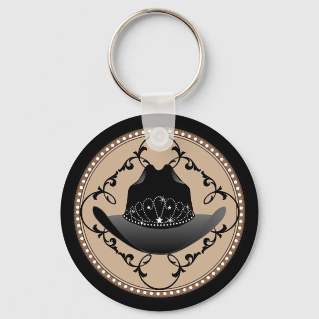 Western Rodeo Queen Cowgirl Key Ring (Front)