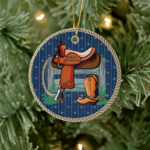 Western Rodeo Saddle Champion Son Ceramic Ornament