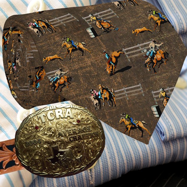 Western Rodeo Scene Cowboy Cowgirls Horses Tie (Creator Uploaded)
