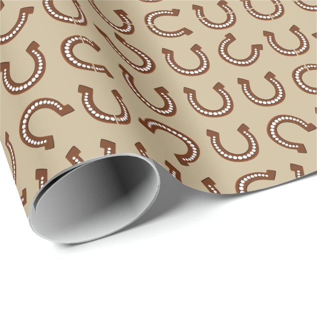 Western Rodeo Southern Ranch Horse Shoes Wrapping Paper (Roll Corner)