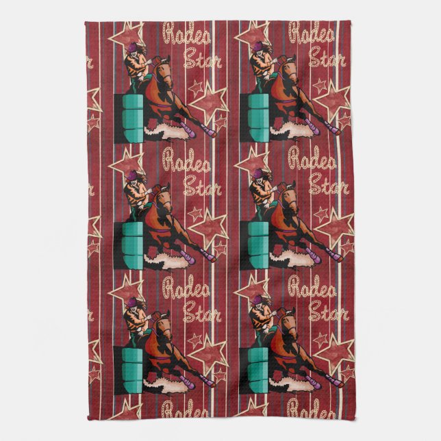 Western Rodeo Star Cowgirl Barrel Racer Towel (Vertical)