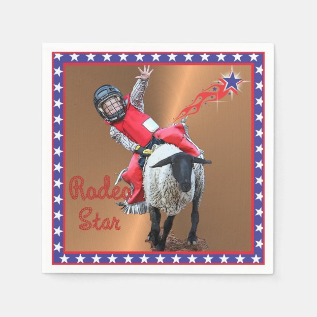 Western Rodeo Star Mutton Busting Kid Napkin (Front)