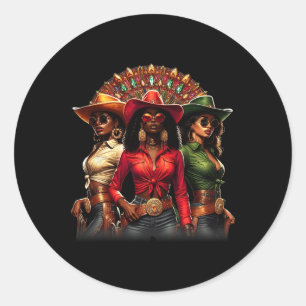 Western Rodeo Texas Black History Black Cowgirls L Classic Round Sticker