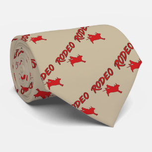 Western Rodeo Text and Bucking Bull in Red Tie