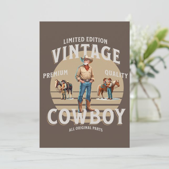 Western Rodeo Vintage Cowboy Party Invitation (Standing Front)