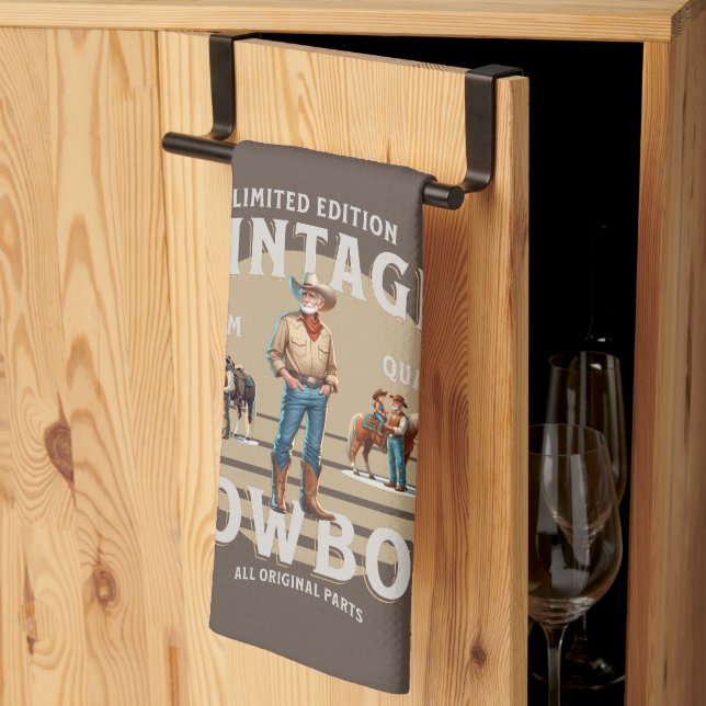 Western Rodeo Vintage Cowboy Tea Towel (Thirds Fold)