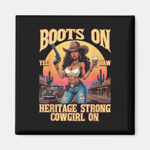 Western Rodeo Yehaw Cowgirl On African American Co Magnet