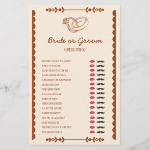 Western Romance Bride or Groom Shower Game
