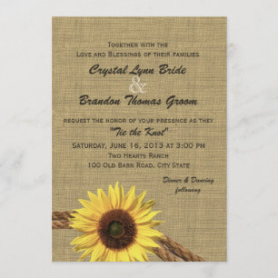 Western Rope and Sunflower Wedding Invitation