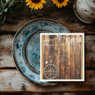 Western Rope Wagon Wheel Mason Jar Lights  Napkin