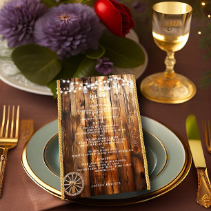 Western Rope Wagon Wheel Mason Jar String Lights  Menu