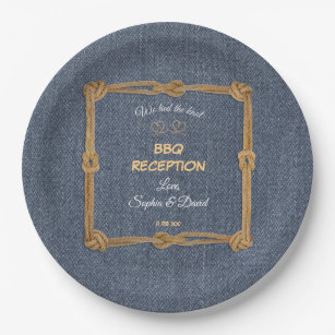 Western Rope We Tied The Knot BBQ Reception Paper Plate