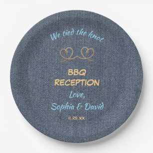 Western Rope We Tied The Knot BBQ Reception Paper Plate