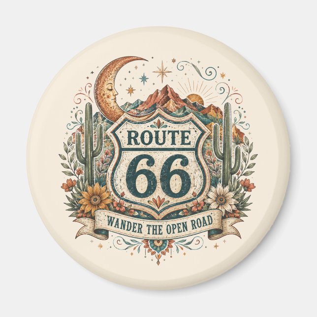Western Route 66 Saguaro Sunset Keepsake Magnet (Front)