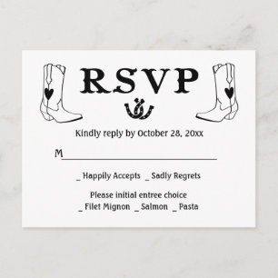 Western RSVP Country Wedding Cowboy Boots Rustic Invitation Postcard