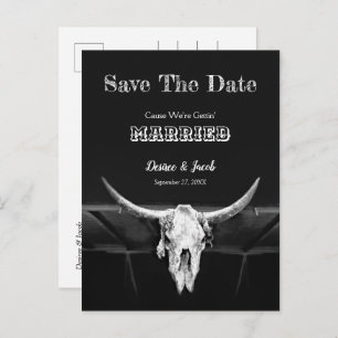 Western Rustic Black And White Save The Date Postcard