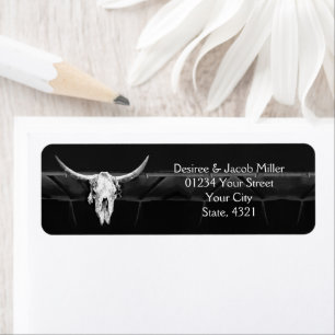 Western Rustic Black And White Save The Date Return Address Label