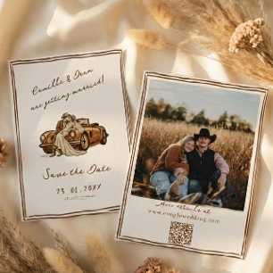 Western Rustic boho photo QR Code Save the Date  Invitation