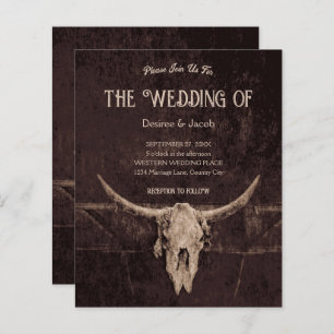 Western Rustic Brown Country Bull Skull Budget