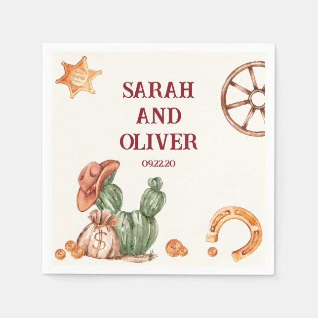 Western rustic brown elegant  wedding napkin (Front)