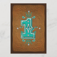 Western Rustic Brown & Turquoise 1 One 1st Party