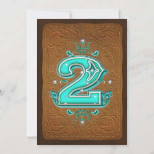 Western Rustic Brown & Turquoise TWO 2 2nd Party Invitation