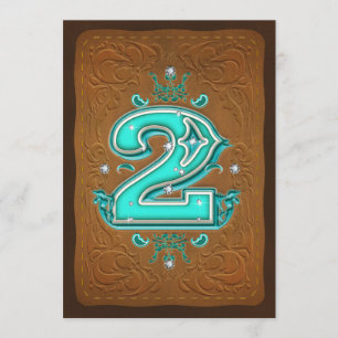 Western Rustic Brown & Turquoise TWO 2 2nd Party Invitation
