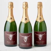 Western Rustic Bull Skull Country Burgundy Texture