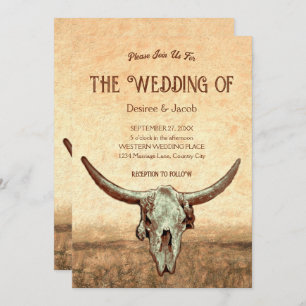 Western Rustic Country Bull Skull Invitation
