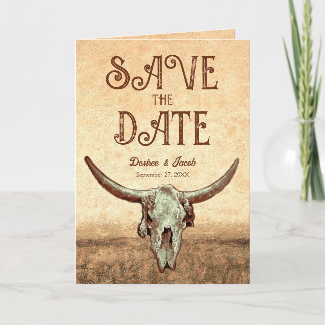 Western Rustic Country Rodeo Save The Date Announcement (Front)
