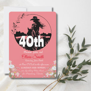 Western Rustic Country Wildflower 40th Birthday Invitation
