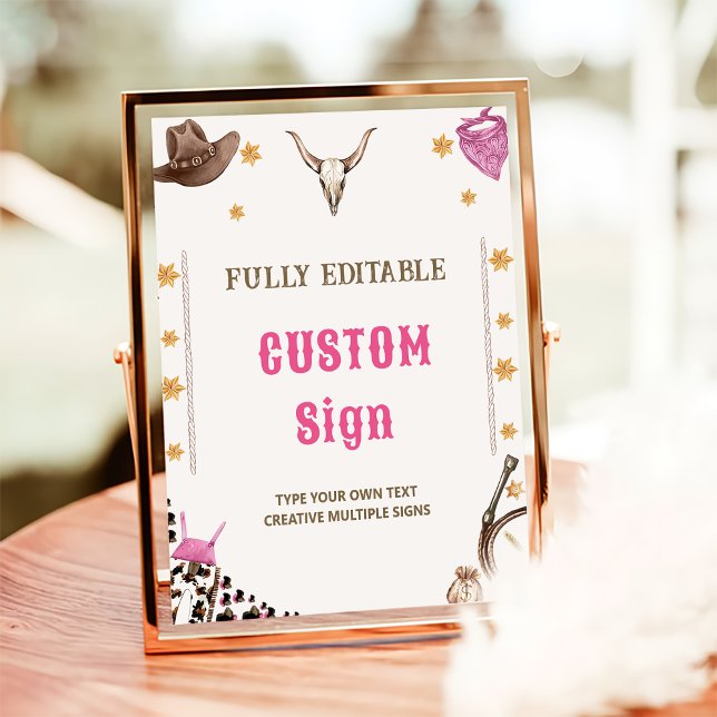 Western Rustic Cowboy Birthday Party Table Sign (Creator Uploaded)