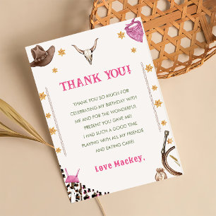 Western Rustic Cowboy Birthday Party Thank You Card