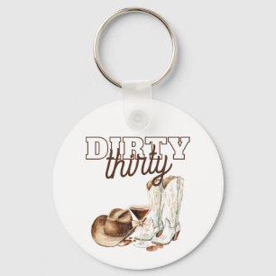 Western Rustic Dirty Thirty 30th Birthday Party Key Ring