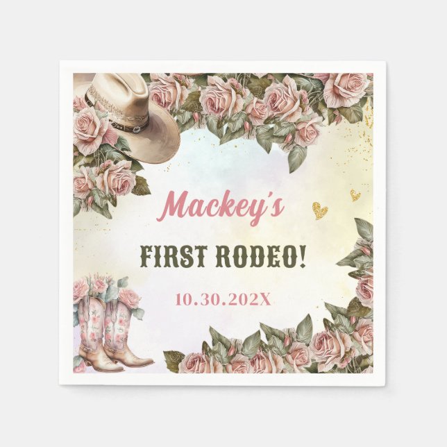 Western Rustic Floral  Birthday Party  Napkin (Front)