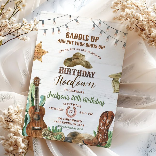 Western Rustic Hoedown Cowboy Birthday Party Invitation (Creator Uploaded)
