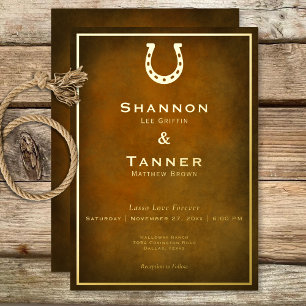 Western Rustic Horseshoe Brown & Gold Wedding