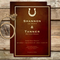 Western Rustic Horseshoe Burgundy & Gold Wedding