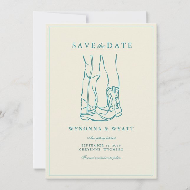 Western Rustic Modern Photo Save the Date (Front)