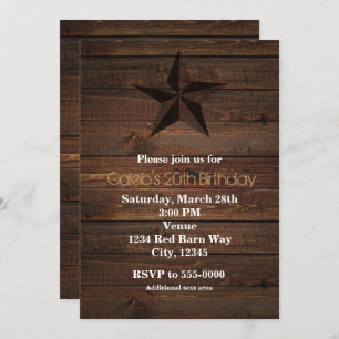 Western Rusty Star Wood Rustic Invitations