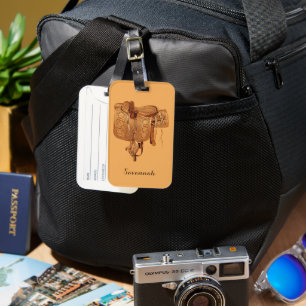 Western,Saddle,Cowgirl, Horse Riding Luggage Tag