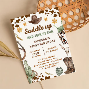 Western Saddle Up And Join Us For Birthday  Invitation